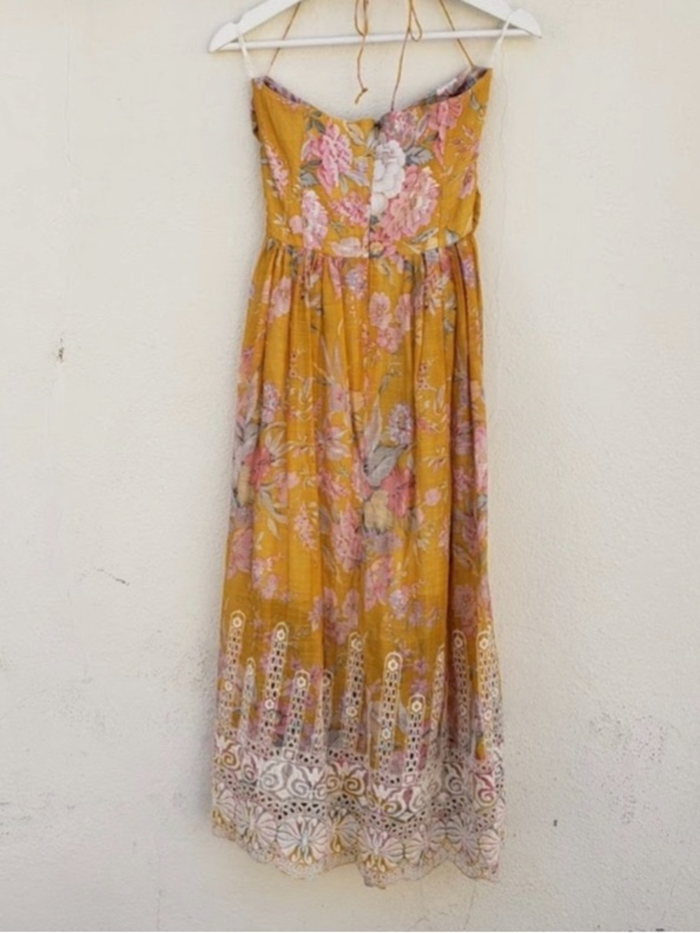 ZIMMERMANN CONFETTI SCALLOP TIE DRESS IN MUSTARD YELLOW - Picture 7 of 12